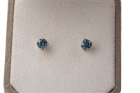 Lot 178 - A PAIR OF BLUE DIAMOND EARRINGS