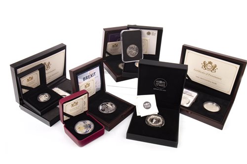 Lot 588 - NINE SILVER PROOF AND OTHER COINS