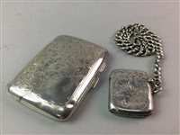 Lot 410 - A VICTORIAN SILVER VESTA CASE AND A SILVER CIGARETTE CASE