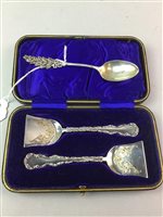 Lot 414 - A SET OF SILVER PUSHERS WITH A SPOON