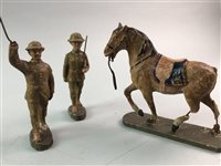 Lot 446 - A SMALL GROUP OF ELASTOLIN GERMAN SOLDIER FIGURES