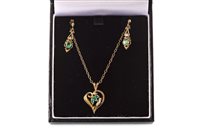 Lot 81 - GREEN GEM  AND DIAMOND NECKLACE AND EARRINGS