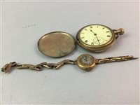 Lot 451 - A ROLLED GOLD HUNTER CASED POCKET WATCH