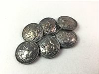 Lot 452 - A SET OF SIX CONTINENTAL SILVER BUTTONS