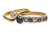 Lot 241 - A LOT OF TWO DIAMOND AND GEM SET RINGS