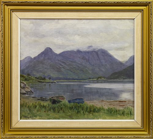 Lot 651 - SCOTTISH LOCH SCENE, AN OIL BY DUNCAN MACGREGOR WHYTE