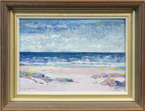 Lot 510 - SAND BEACH, ISLE OF COLL, AN OIL BY TOM HOVELL SHANKS