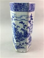 Lot 481 - A CHINESE BLUE AND WHITE HEXAGONAL VASE