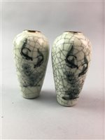 Lot 488 - A PAIR OF CRACKLE WARE VASES