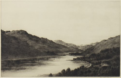 Lot 682 - LOCH LONG, AN ETCHING BY JOHNSTONE BAIRD