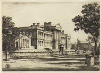 Lot 683 - KELVINSIDE ACADEMY FROM THE WEST., AN DRYPOINT BY WILFRED CRAWFORD APPLEBY