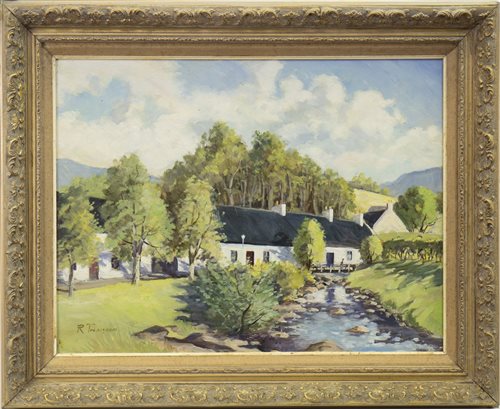 Lot 658 - COTTAGE SCENE, AN OIL BY ROBERT THOMSON