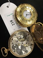 Lot 812 - TWO GOLD PLATED POCKET WATCHES
