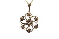 Lot 242 - AN EDWARDIAN SEED PEARL PENDANT ON CHAIN