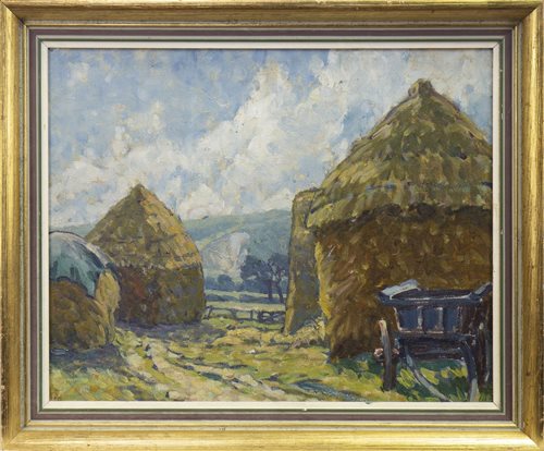 Lot 656 - THE FIELDWAY, DITCHLING, AN OIL BY ETHEL LOUISE RAWLINS