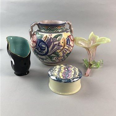 Lot 47 - A POOLE POTTERY VASE, A ROYAL COPENHAGEN DISH, AND OTHER CERAMICS
