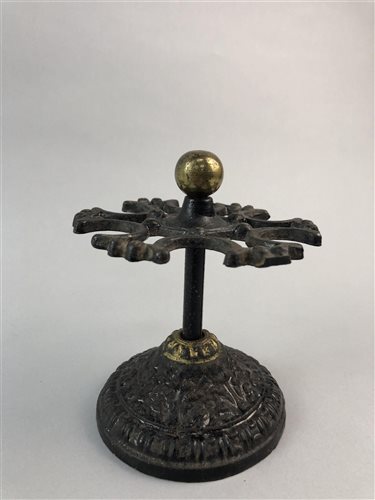 Lot 200 - A VICTORIAN CAST IRON DESK STAMP-STAND