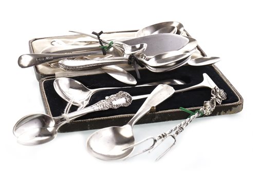 Lot 859 - A SILVER SPOON AND PUSHER AND SILVER CUTLERY
