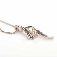 Lot 371 - DIAMOND PENDANT set with two brilliant cut...