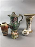 Lot 76 - A NORITAKE VASE, WATER JUG, TRINKETS BOXES AND ANOTHER VASE