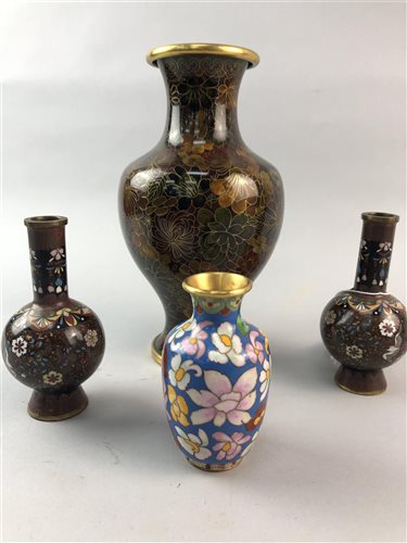 Lot 77 - A PAIR OF CHINESE CLOISONNÉ VASES AND TWO OTHERS