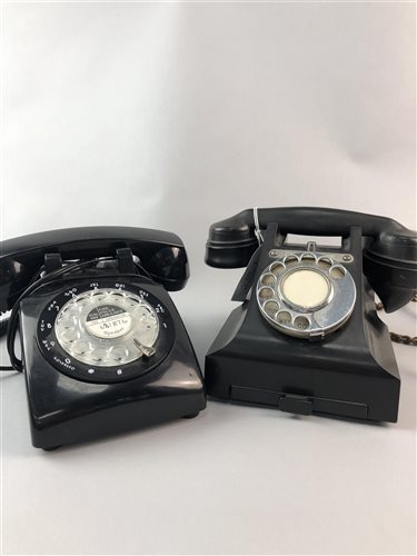 Lot 122 - A VINTAGE BAKELITE TELEPHONE AND ANOTHER VINTAGE TELEPHONE