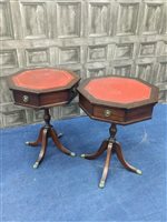 Lot 85 - A PAIR OF MAHOGANY OCTAGONAL OCCASIONAL TABLES