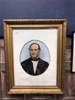 Lot 102 - A PAIR OF GILT FRAMED PORTRAITS AND A PICTURE OF SPRINGWOOD PARK