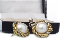Lot 265 - A PAIR OF GOLD PEARL SET EARRINGS