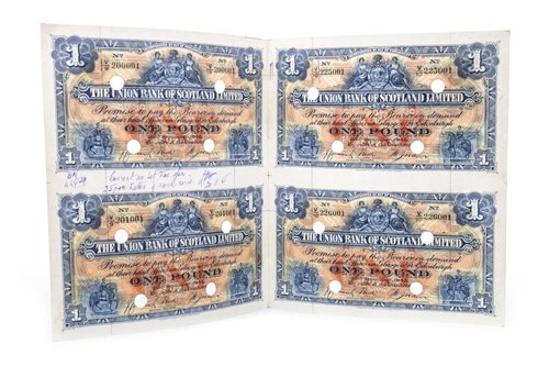 Lot 640 - FOUR UNCUT AND UNCIRCULATED £1 NOTES, 28TH SEPTEMBER 1945