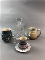 Lot 135 - A LOT OF SCOTTISH POTTERY VASES AND JUGS WITH GLASS WARE