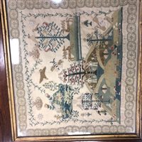 Lot 921 - AN EARLY 19TH CENTURY PICTORIAL SAMPLER