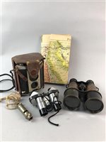 Lot 147 - A LOT OF TWO PAIRS OF BINOCULARS, A CAMERA, WHISTLE AND MAP