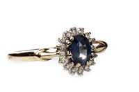 Lot 90 - A BLUE GEM AND DIAMOND CLUSTER RING