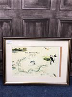 Lot 168 - A LOT OF FOUR FRAMED PRINTS OF DUCKS IN FLIGHT AND ANOTHER OF THE WATERSMEET FISHERY