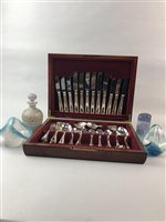 Lot 200 - A CANTEEN OF PLATED CUTLERY WITH DECORATIVE PLATED ITEMS
