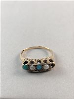 Lot 226 - A TURQUOISE AND PEARL DRESS RING