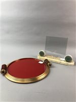 Lot 261 - A LOT OF TWO SERVING TRAYS, A PHOTO FRAME, A CLOCK AND A PIN DISH