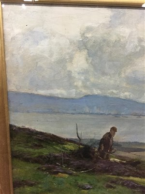 Lot 420 - LANDSCAPE WITH MAN AND DOG, BY SIR DAVID MURRAY