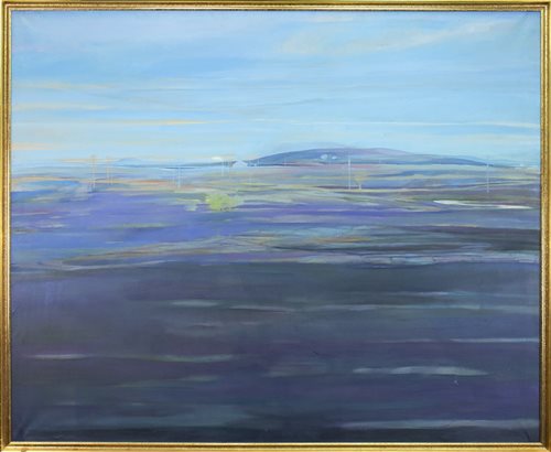 Lot 404 - A LARGE OIL, DEPICTING A DISTANT HILL