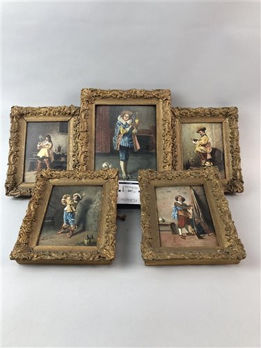 Lot 267 - A LOT OF FIVE CHARACTER PORTRAITS, OIL ON BOARD, FRAMED
