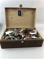 Lot 277 - A LOT OF COSTUME JEWELLERY INCLUDING A LIMOGES BROOCH