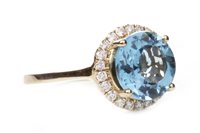Lot 55 - A CLOGAU GOLD BLUE TOPAZ AND DIAMOND GOLD RING