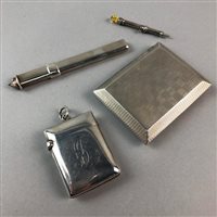 Lot 288 - A LOT OF TWO SMALL SILVER CASES AND TWO SILVER PENCILS