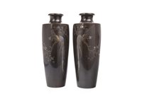 Lot 1131 - A PAIR OF EARLY 20TH CENTURY JAPANESE BRONZE VASES