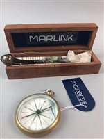 Lot 301 - A REPRODUCTION BOSUN'S WHISTLE AND A POCKET COMPASS
