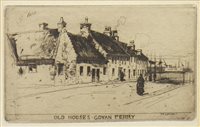 Lot 412 - OLD HOUSES, GOVAN FERRY, AN ETCHING BY SIR DAVID YOUNG CAMERON