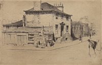 Lot 413 - GLASGOW STREET SCENE, A DRYPOINT BY SIR DAVID YOUNG CAMERON