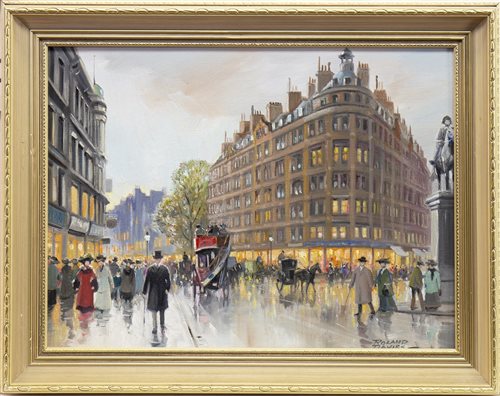 Lot 414 - LEICESTER SQUARE, AN OIL BY ROLAND DAVIES