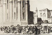 Lot 423 - THE GOOSE FAIR, ALBI, AN ETCHING BY STANLEY ANDERSON